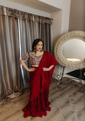 Crimson Elegance drape saree