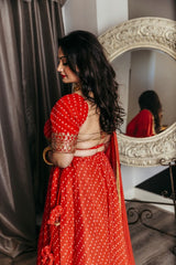 Laalima bandhej print lehanga set