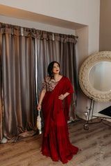 Crimson Elegance drape saree