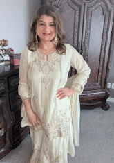 Ethereal Ivory & Gold Embroidered Sharara Set