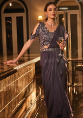 Dusty Amethyst drape saree