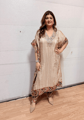 Champagne Glow Gold Kaftan Suit Set - Ensemble by Monika