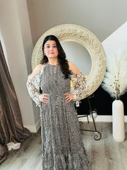 Chevron cold shoulder gown - Ensemble by Monika