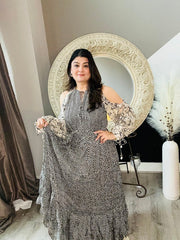 Chevron cold shoulder gown - Ensemble by Monika