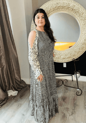 Chevron cold shoulder gown - Ensemble by Monika