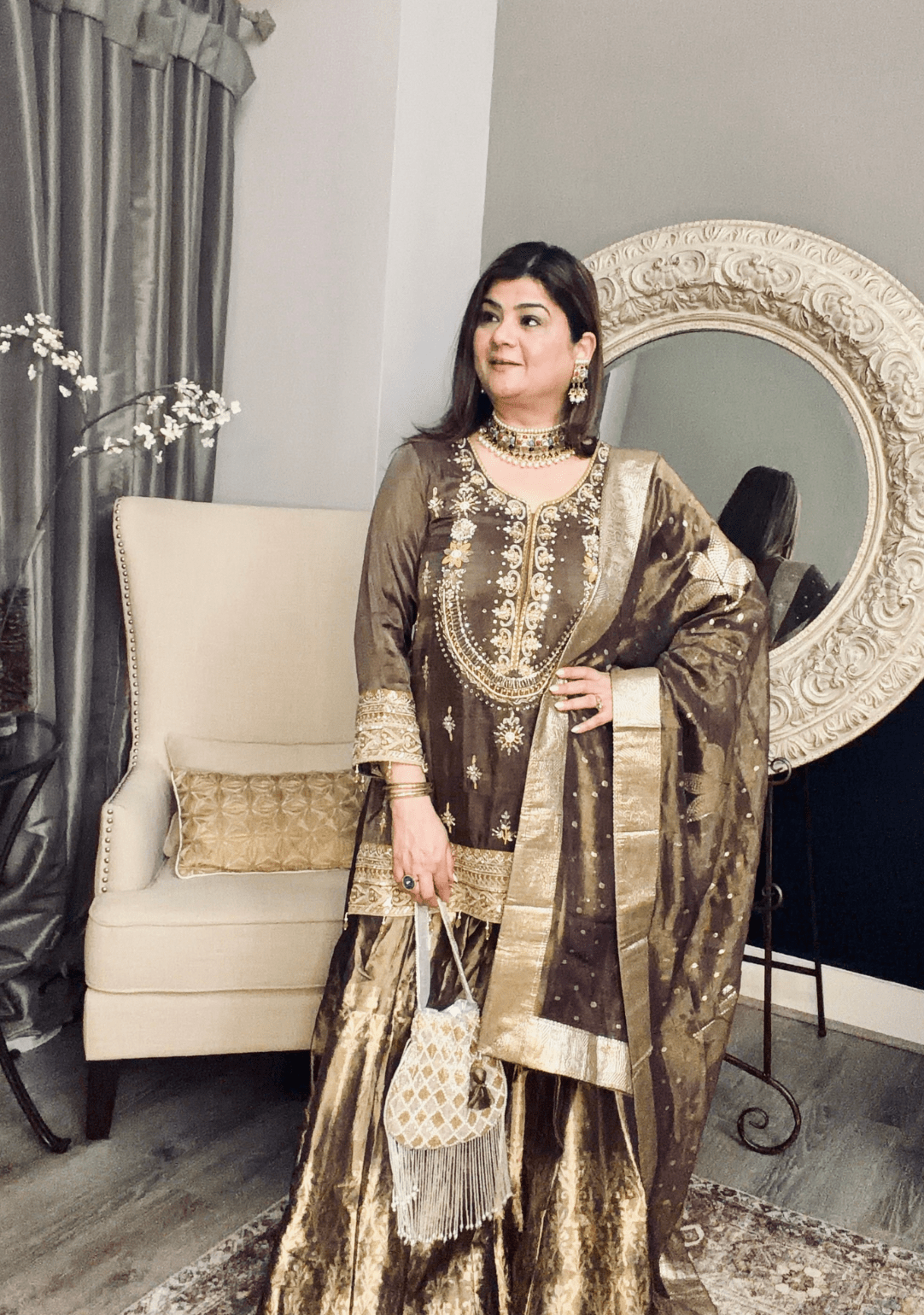 Copper Banarasi Lehenga Set - Ensemble by Monika