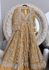 Couture Mustard Indo - Western Lehenga Set - Ensemble by Monika