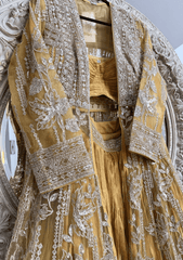 Couture Mustard Indo - Western Lehenga Set - Ensemble by Monika