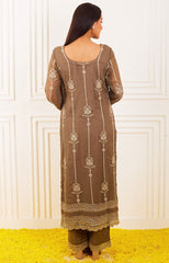 Georgette Chikankari all Over Embroidered Kurta with Faux Mirror Embroidery - Ensemble by Monika
