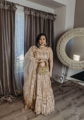 Golden Peach lehanga set - Ensemble by Monika