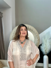 Ivory hand embroidered kaftan - Ensemble by Monika