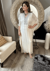 Ivory hand embroidered kaftan - Ensemble by Monika
