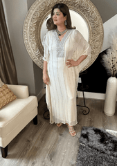 Ivory hand embroidered kaftan - Ensemble by Monika