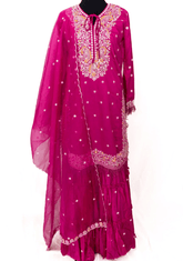 Magenta Cotton Garara Set - Ensemble by Monika