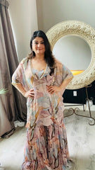 Marbled indo western kaftan set - Ensemble by Monika