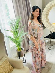 Marbled indo western kaftan set - Ensemble by Monika