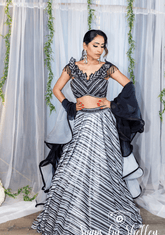 Matrix lehanga set with ruffle dupatta - Ensemble by Monika