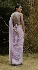 Mauve sitara drape saree - Ensemble by Monika