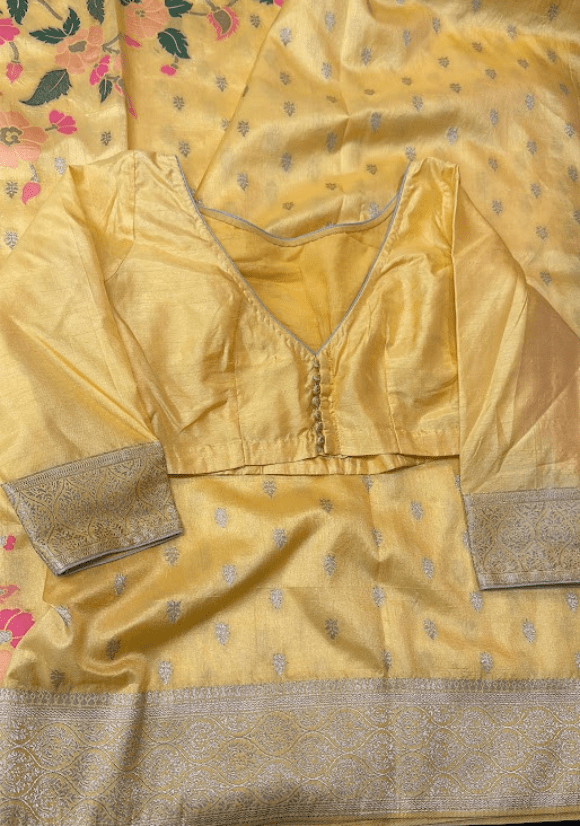 Yellow Dahlia silk saree - Ensemble by Monika