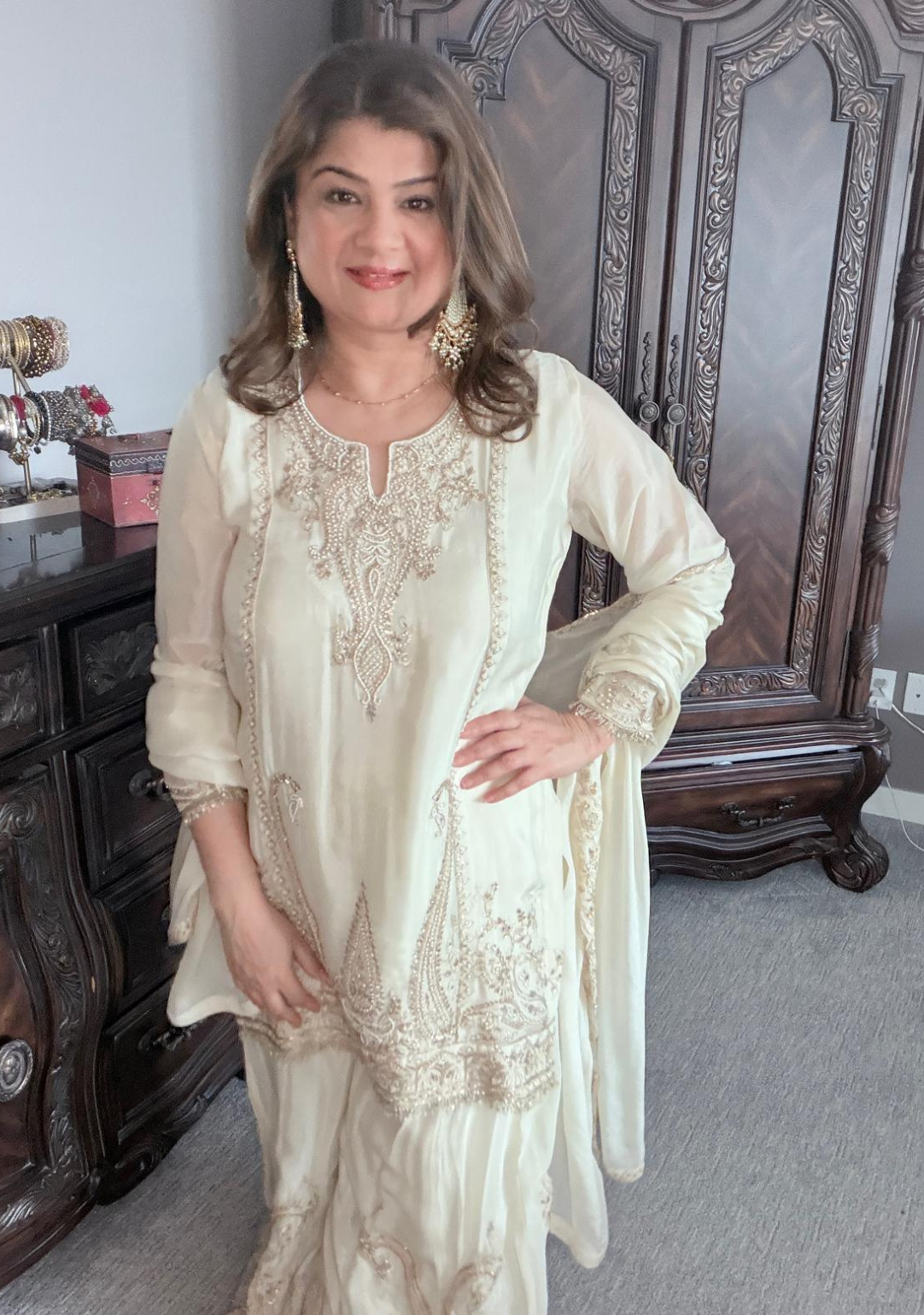 Ethereal Ivory & Gold Embroidered Sharara Set