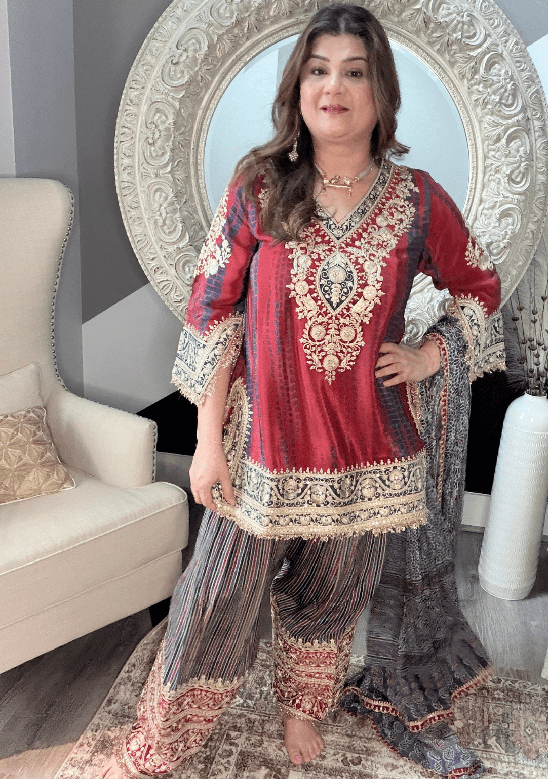 Ajrak Farshi Salwar Suit - Ensemble by Monika