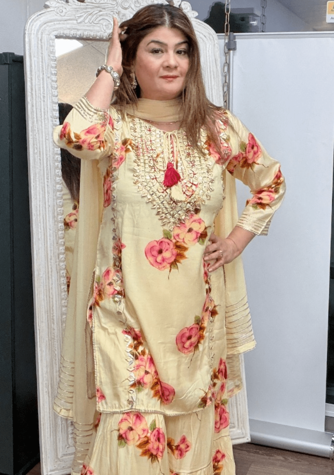 Butter Bloom Yellow Floral Sharara Set - Ensemble by Monika
