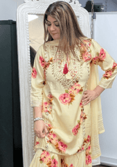 Butter Bloom Yellow Floral Sharara Set - Ensemble by Monika