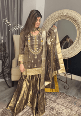 Copper Banarasi Lehenga Set - Ensemble by Monika