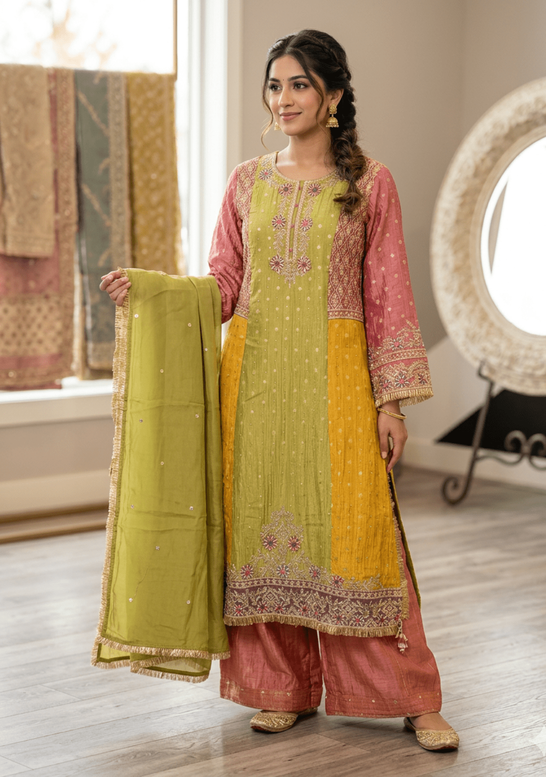 Gulnaar Crushed Tissue Festive Set - Ensemble by Monika