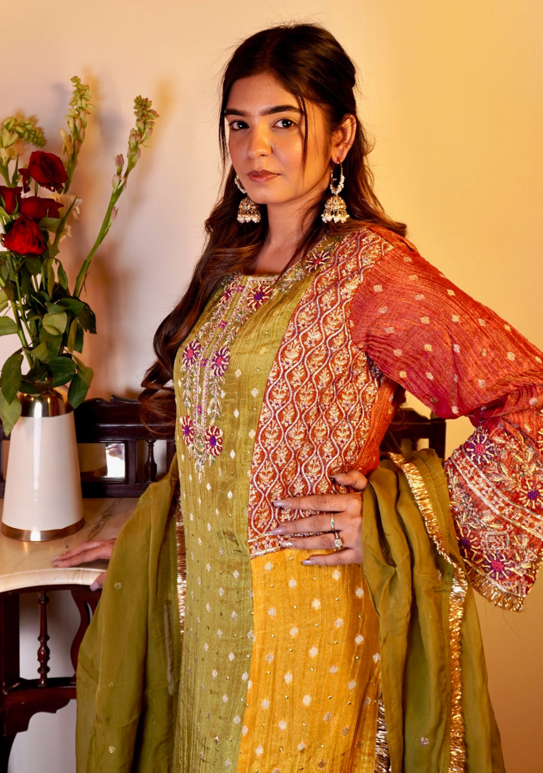 Gulnaar Crushed Tissue Festive Set - Ensemble by Monika