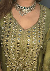 Mehndi Green Anarkali–Dhoti Set - Ensemble by Monika
