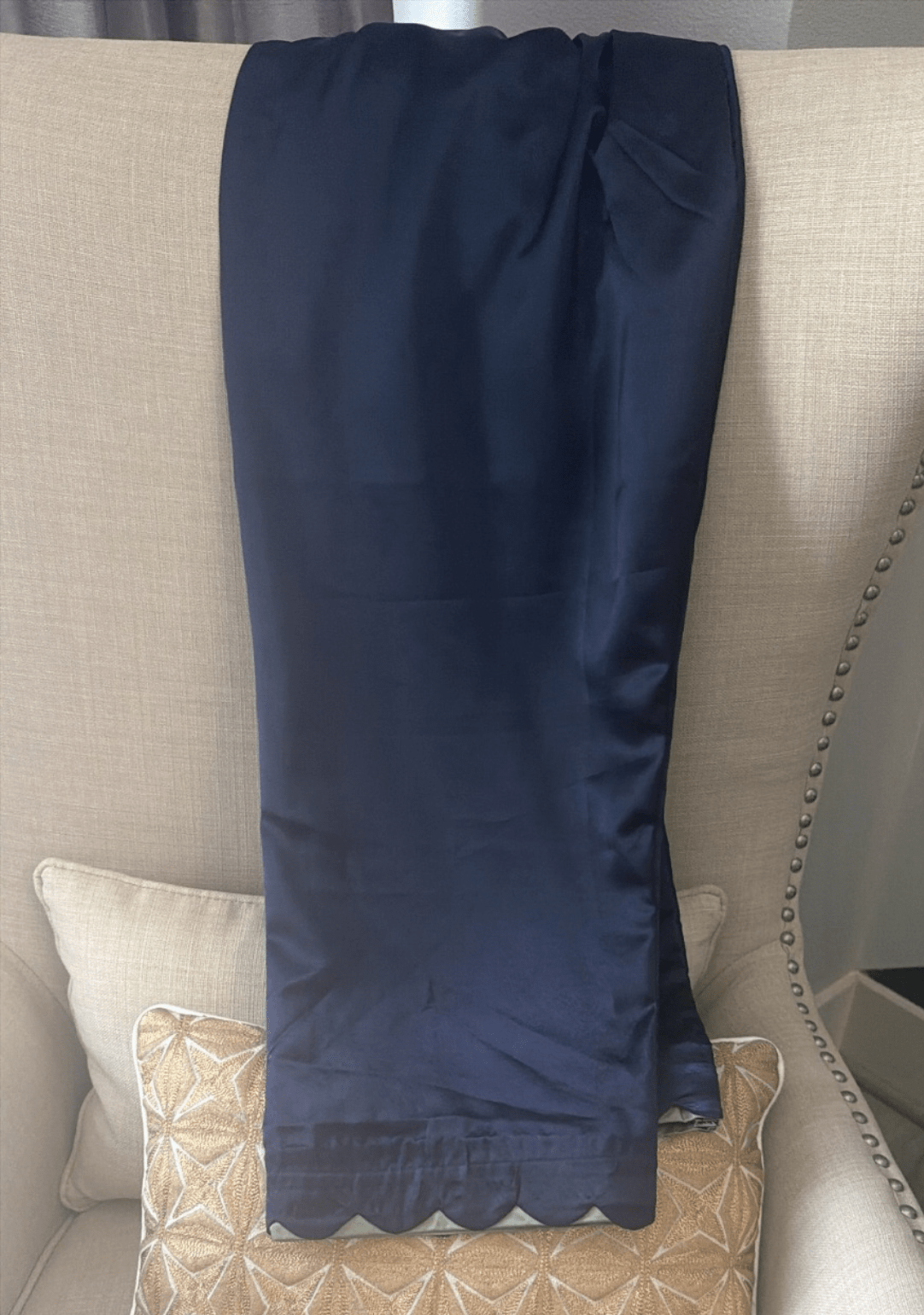 Navy Blue & Sage Green Contrast Suit Set - Ensemble by Monika